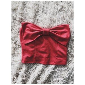 LA Hearts Pink Bow Crop Top